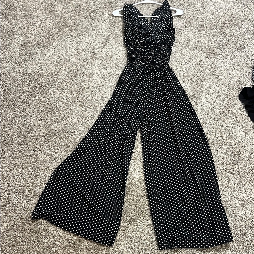 Elegant Black and White Polka Dot Jumpsuit